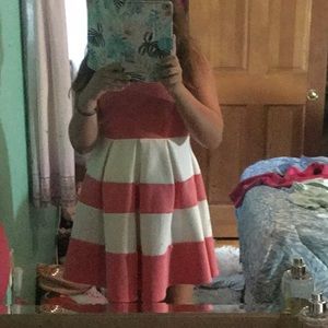 Pink and white striped dress